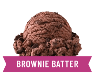 Chocolate brownie batter ice cream with a fudgy texture.