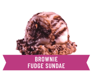 Decadent chocolate ice cream swirled with fudge and brownie pieces.