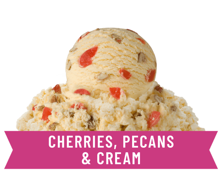 Braum’s Cherries Pecans & Cream Ice Cream – creamy blend with cherries and crunchy pecans