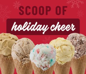 Braum’s ice cream special with single dip, double dip, and pint sizes in classic waffle cones