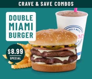 Braum’s Crave and Save Combo featuring Sweet ’N Spicy Gouda Burger, fries, and a 16-oz shake