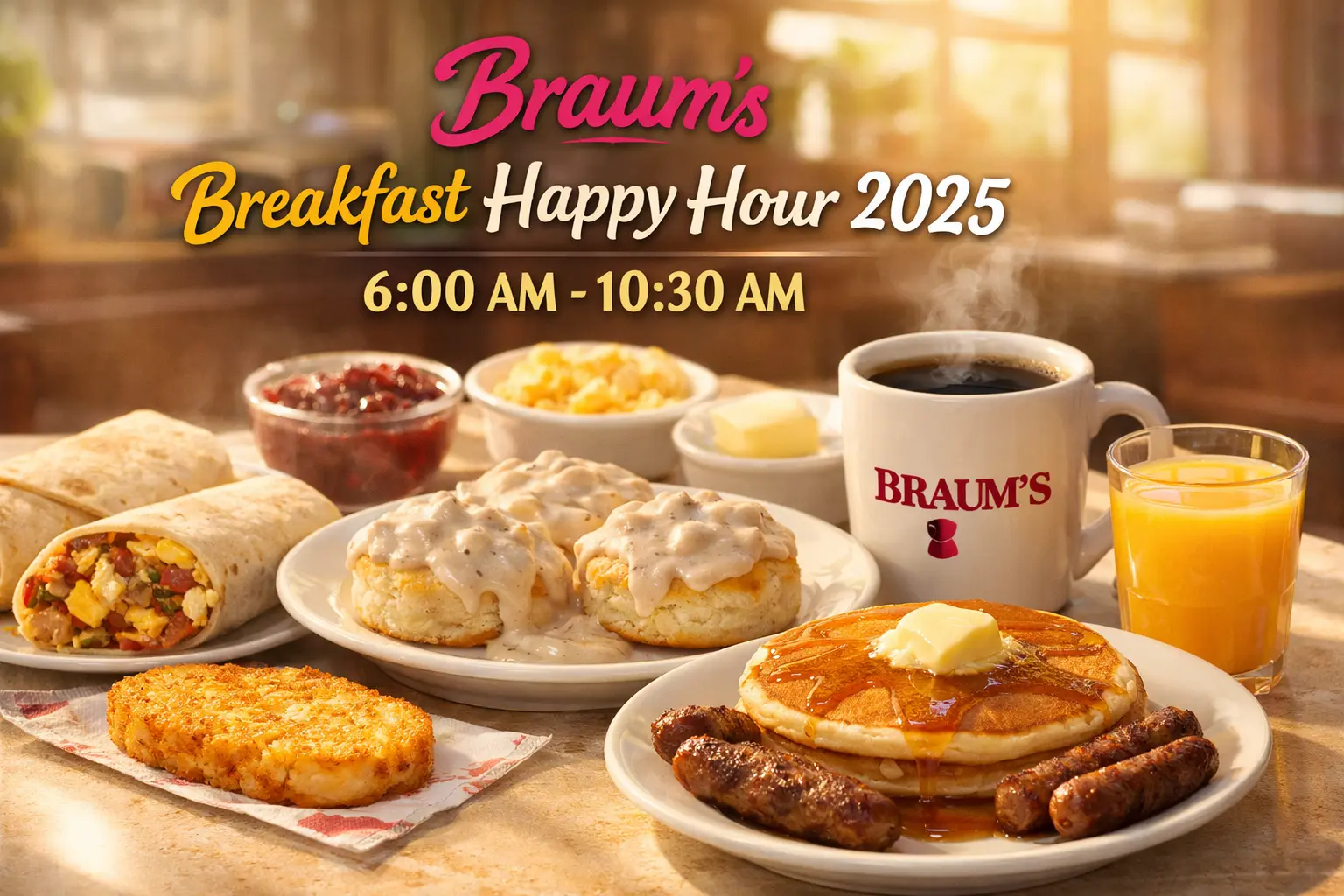 Braum’s breakfast happy hour deals with burritos, biscuits and coffee
